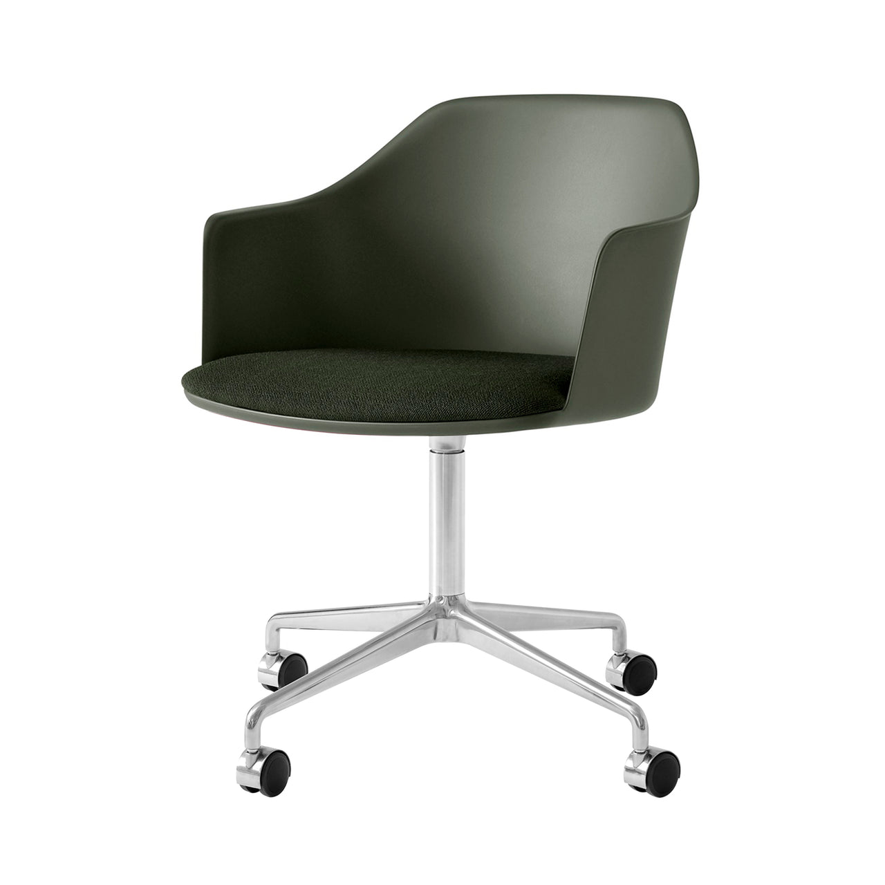 Rely Armchair HW49: Polished Aluminum + Bronze Green