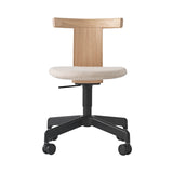 Jiro Swivel Chair: Upholstered + Natural Oak + Black + With Castors