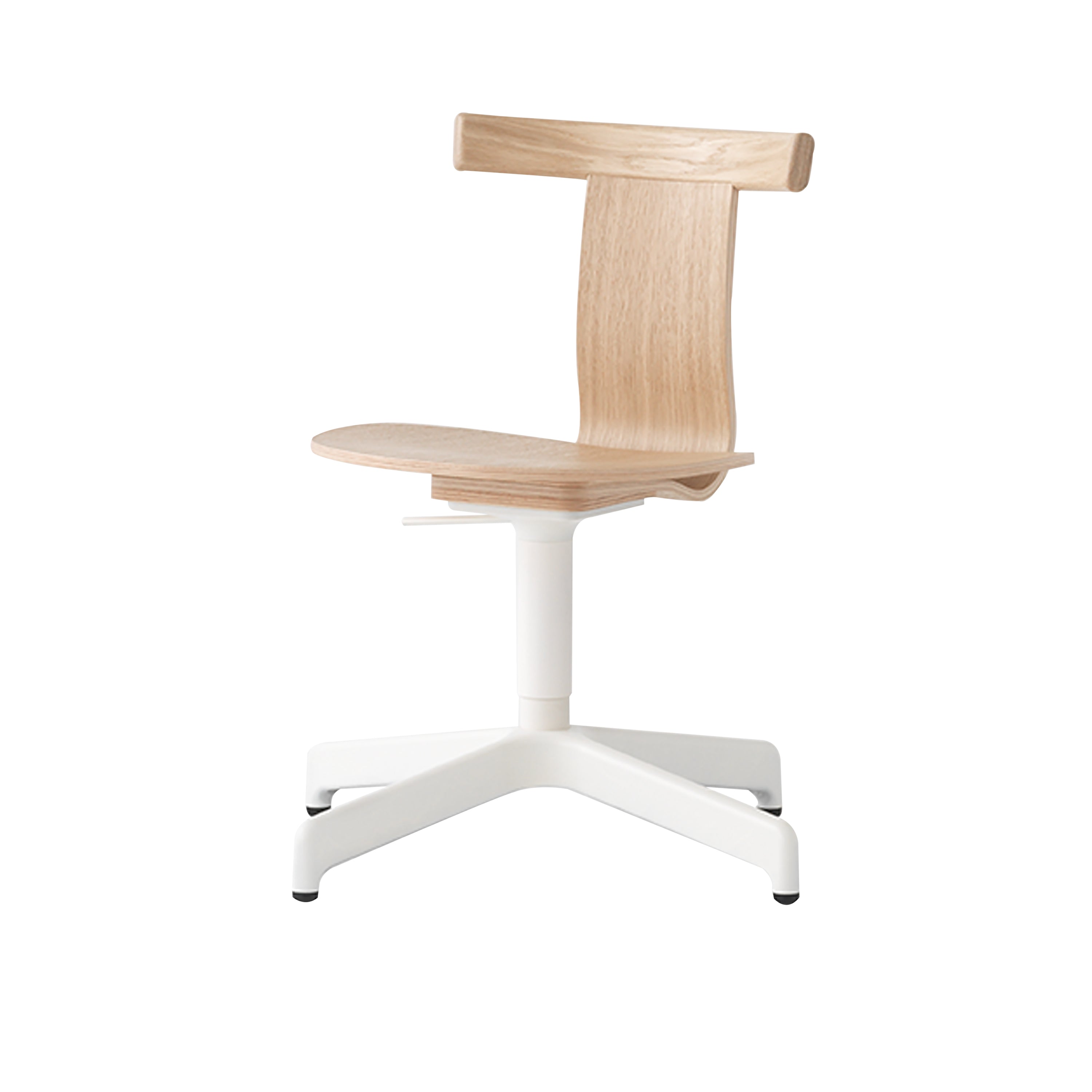 Jiro Swivel Chair: Natural Oak + White + Without Castors
