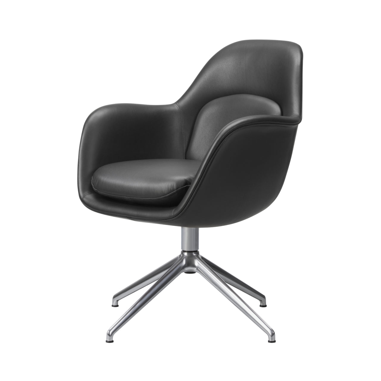 Swoon Dining Armchair: Swivel Base + Polished Aluminum
