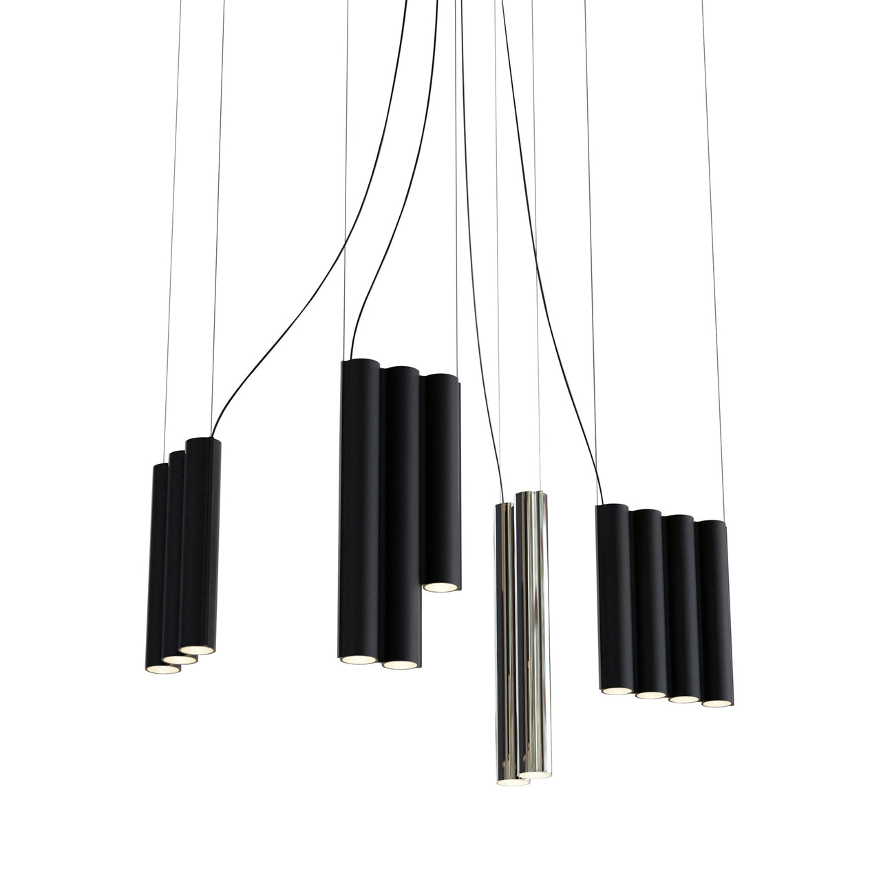 Silo 13 Suspension Lamp: Mirror Polished Aluminum + Black