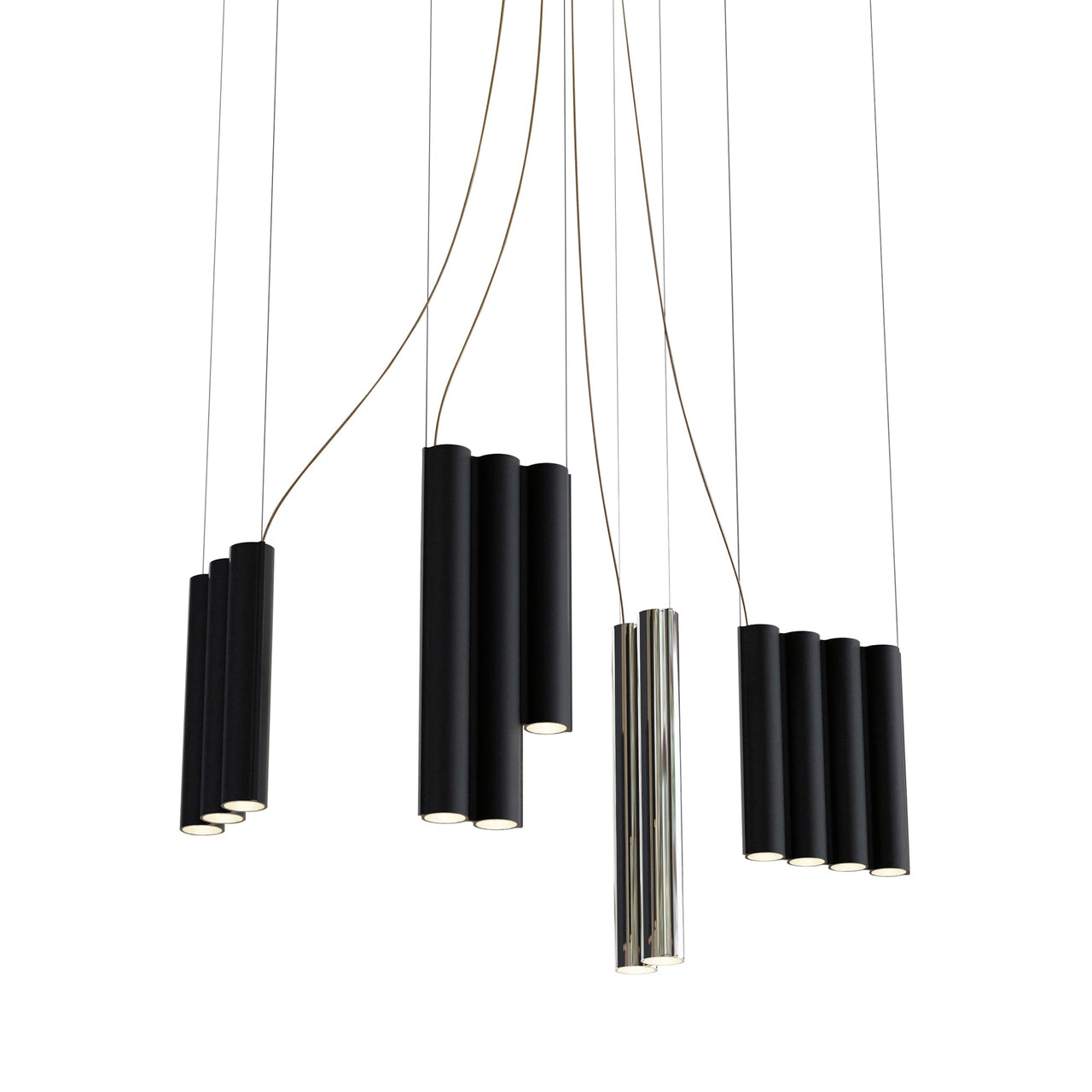 Silo 13 Suspension Lamp: Mirror Polished Aluminum + Black