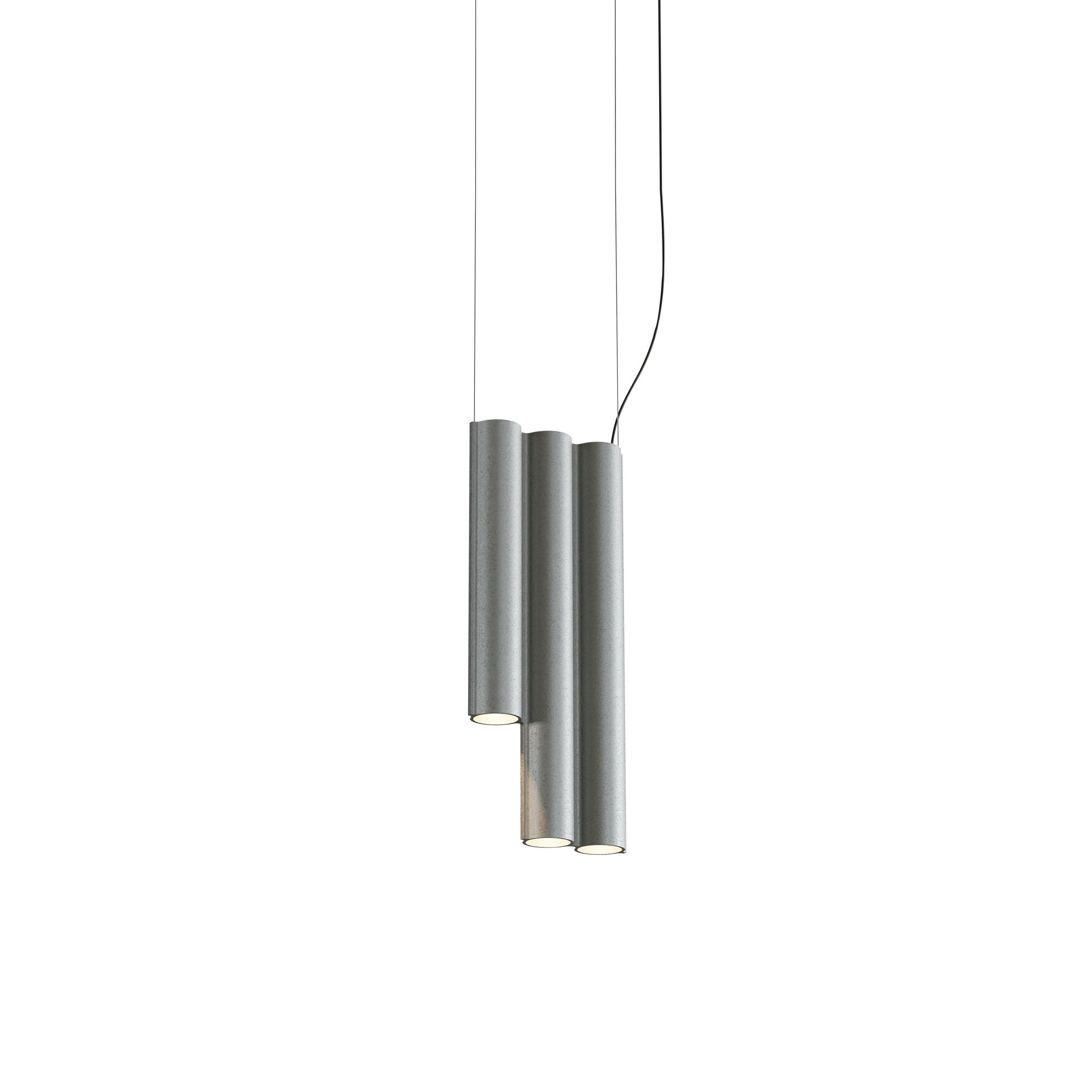 Silo 3SD Suspension Lamp: Tumbled Aluminum