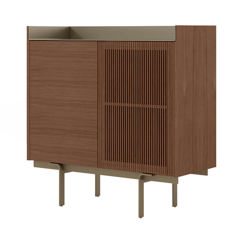 Stockholm STH224 Cupboard: Composition 3 + Walnut Stained Walnut + Anodized Aluminum Bronze + Bronze