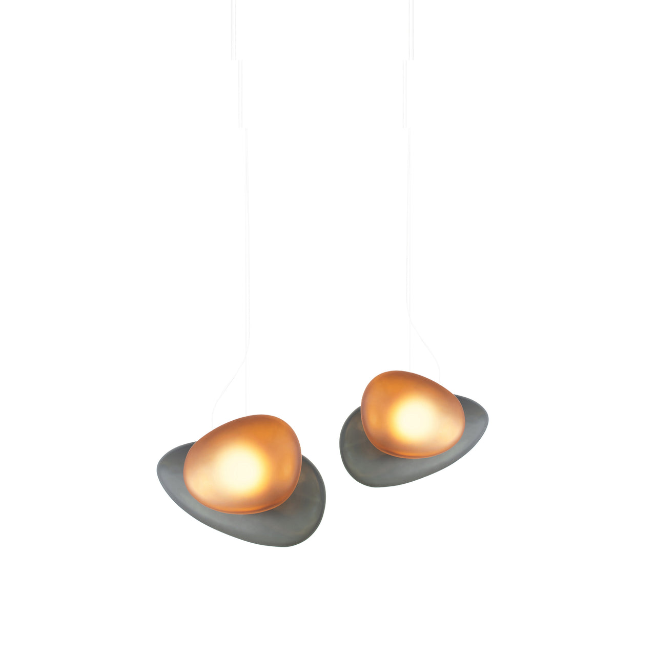 Pebble Linear 2 Pendant Light: B + C + Slate + Citrine