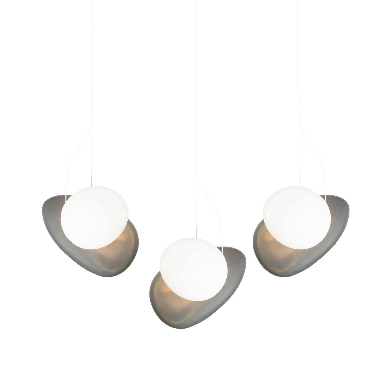 Pebble Linear 3 Pendant Light: B + D + Slate + Pearl