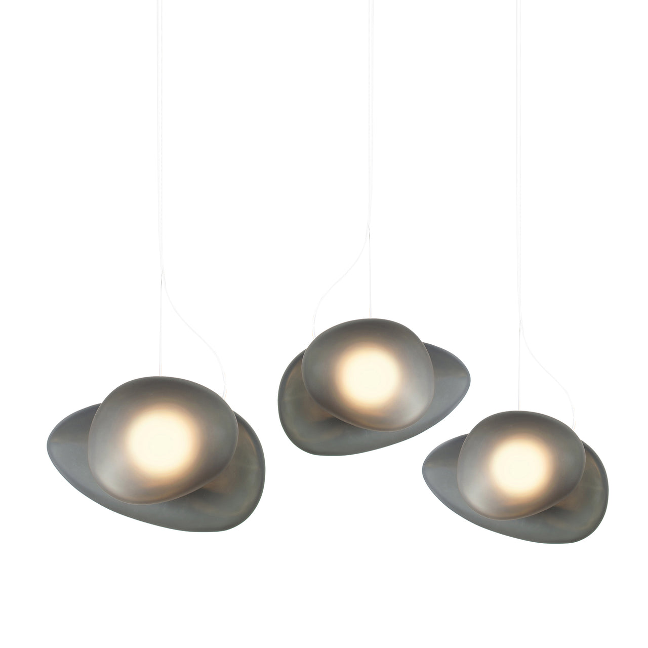 Pebble Linear 3 Pendant Light: B + C + Slate + Slate