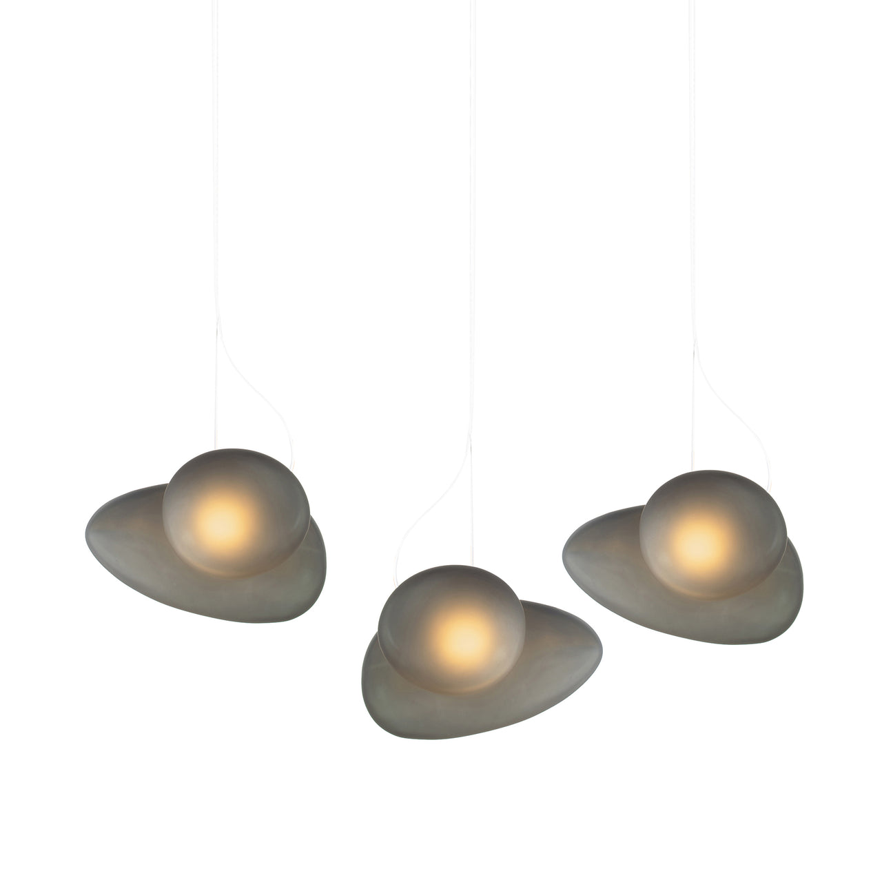 Pebble Linear 3 Pendant Light: B + D + Slate + Slate