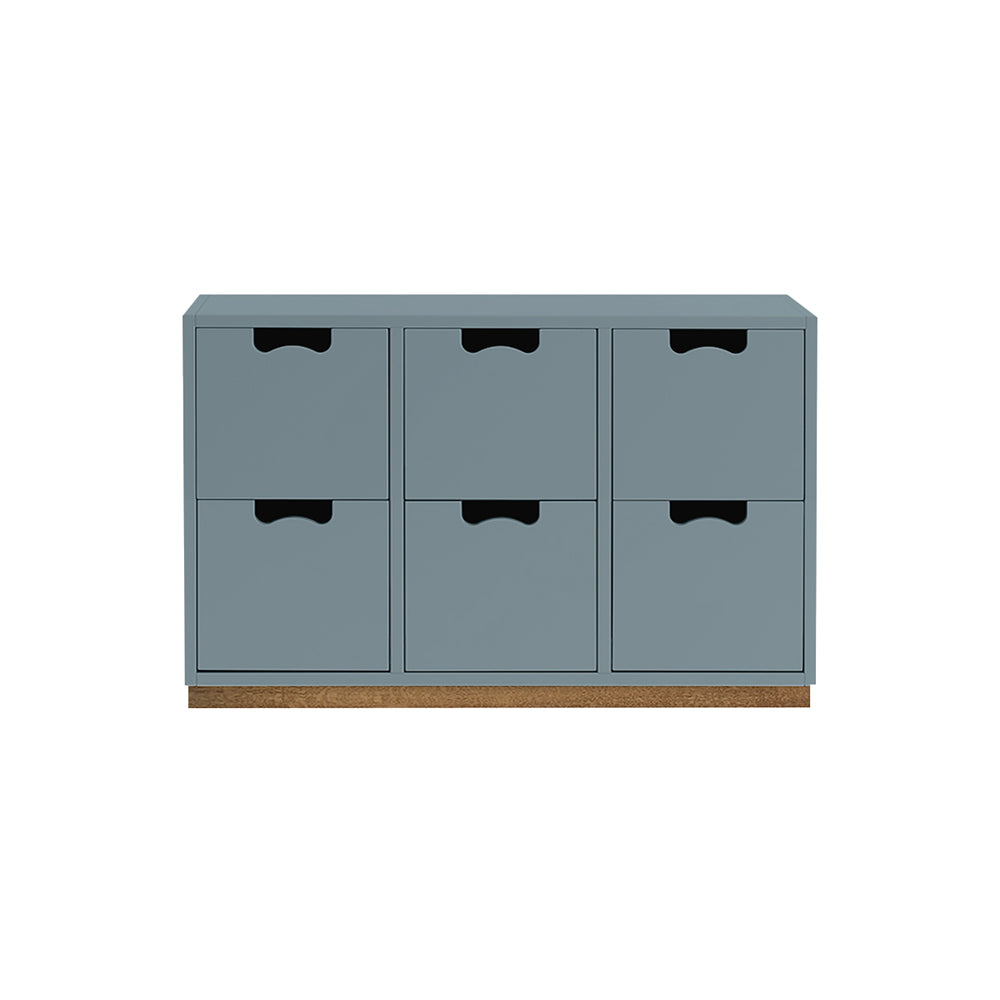 Snow B Storage Unit with Drawers: Nordic Blue + Snow B2 + Natural Oak