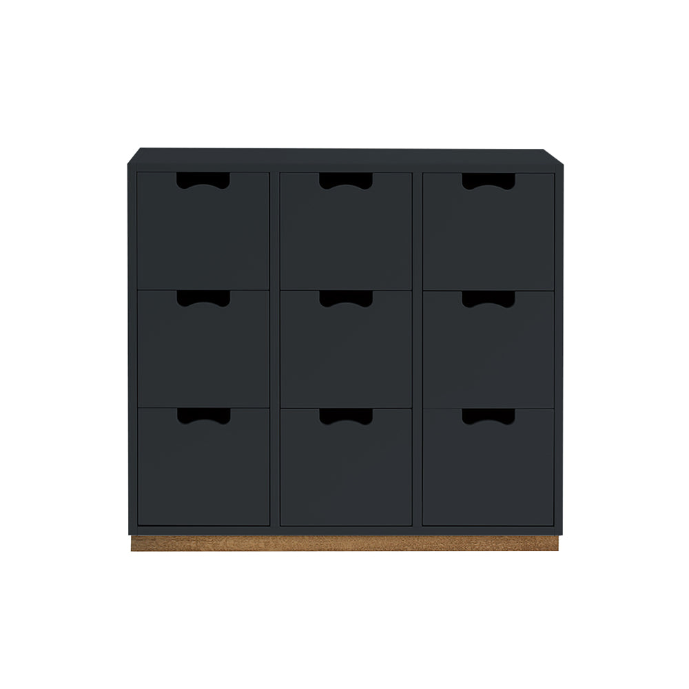Snow B Storage Unit with Drawers: Char Grey + Snow B3 + Natural Oak