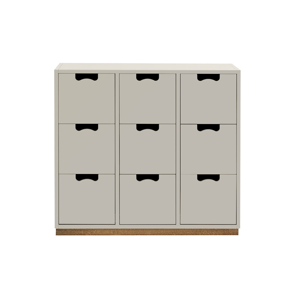 Snow B Storage Unit with Drawers: Light Grey + Snow B3 + Natural Oak