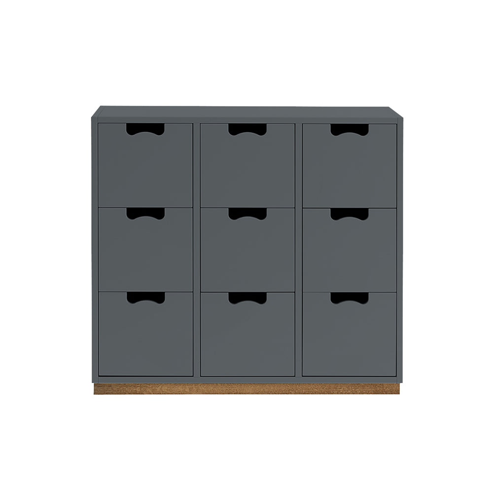Snow B Storage Unit with Drawers: Storm Grey + Snow B3 + Natural Oak