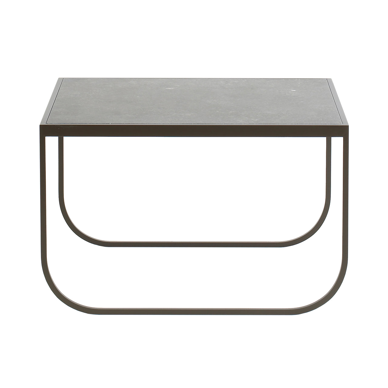 Tati Coffee Table: Square + Stone Top + High + Bronze