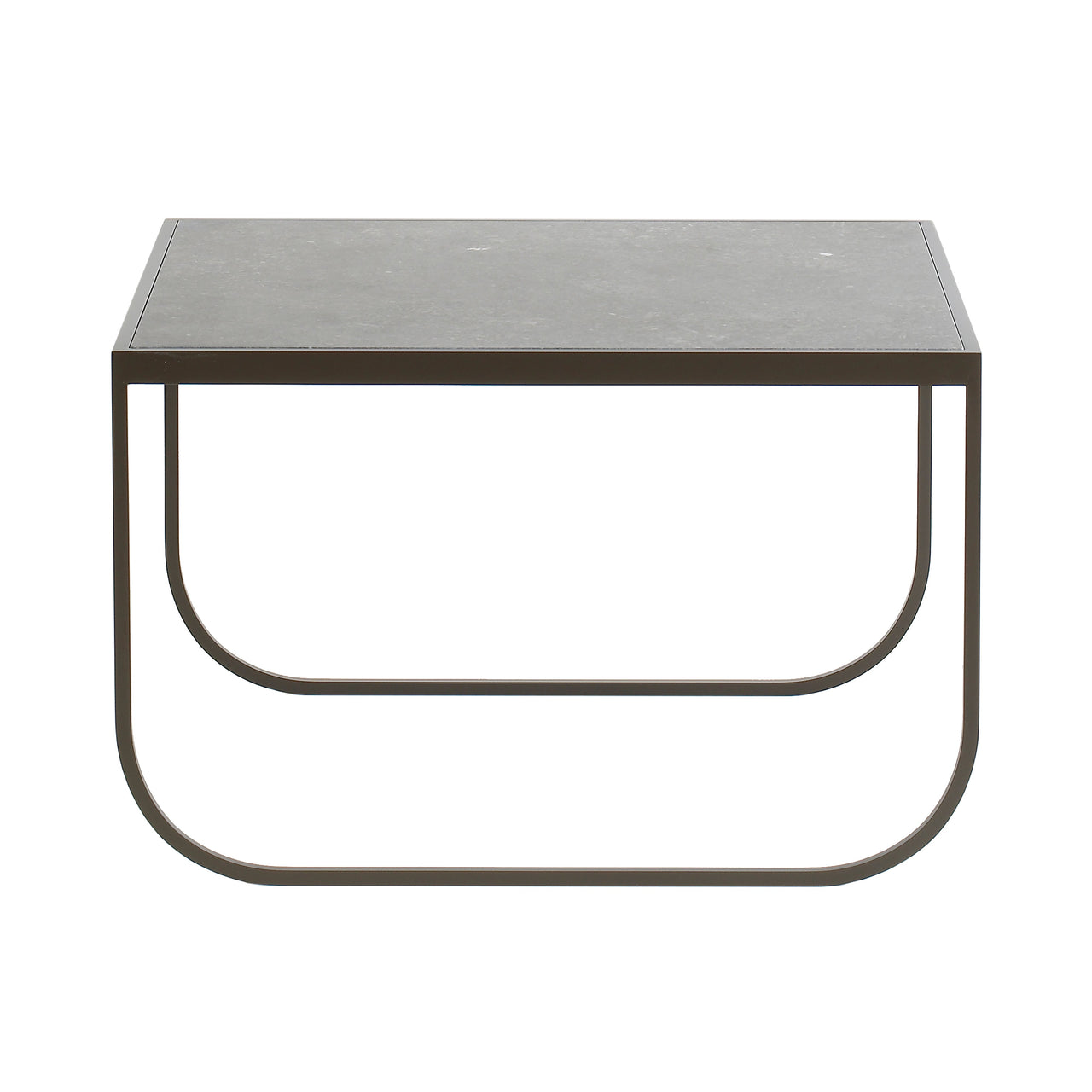 Tati Small Coffee Table: Square + Stone Top + High + Bronze