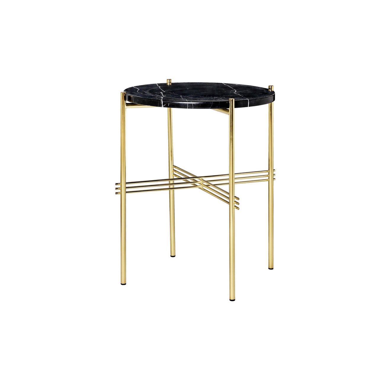 TS Round Side Table: Brass + Black Marquina Marble