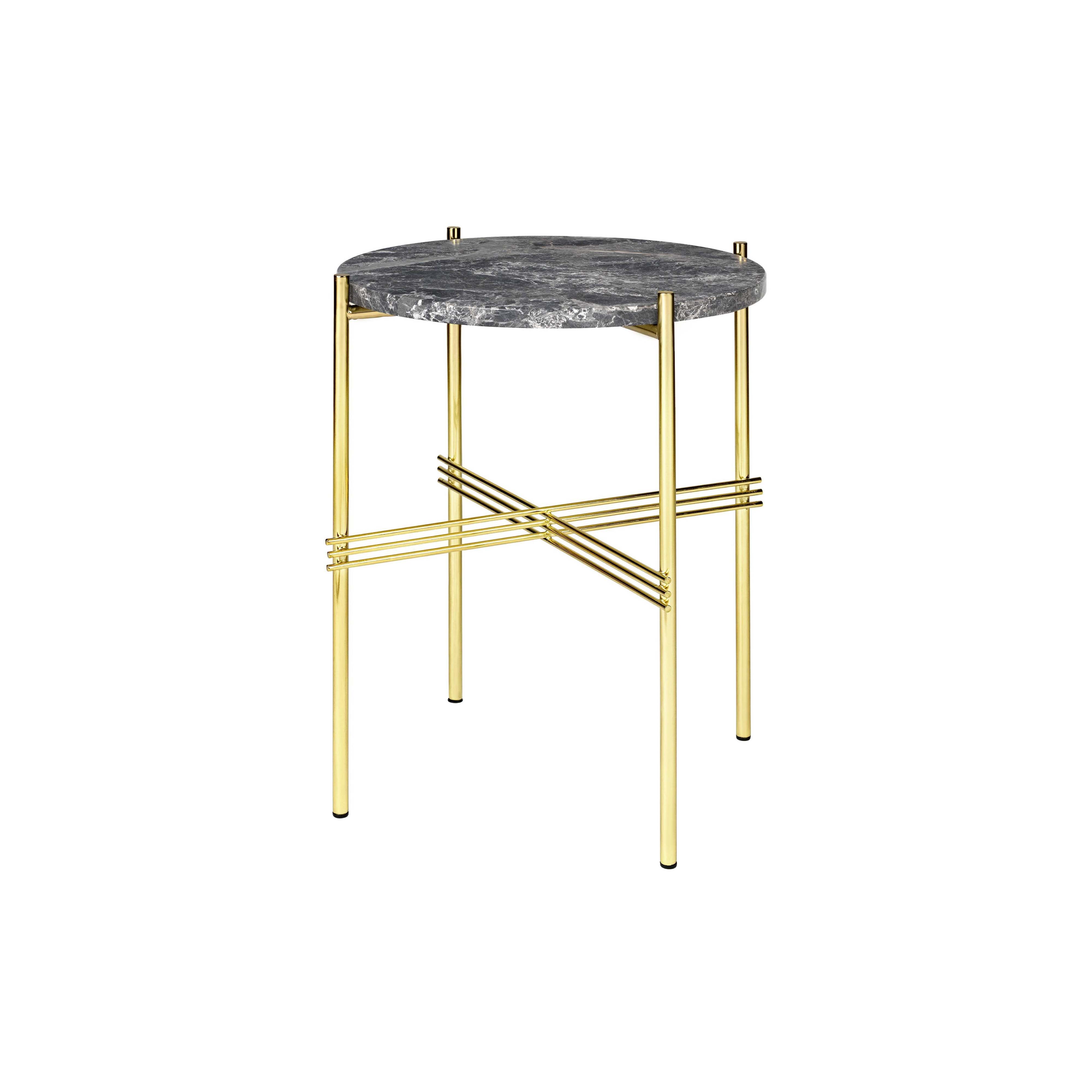 TS Round Side Table: Brass + Grey Emperador Marble