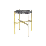 TS Round Side Table: Brass + Grey Emperador Marble