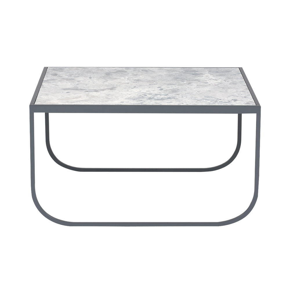Tati Coffee Table: Square + Marble Top + Low + Carrara Marble + Storm Grey