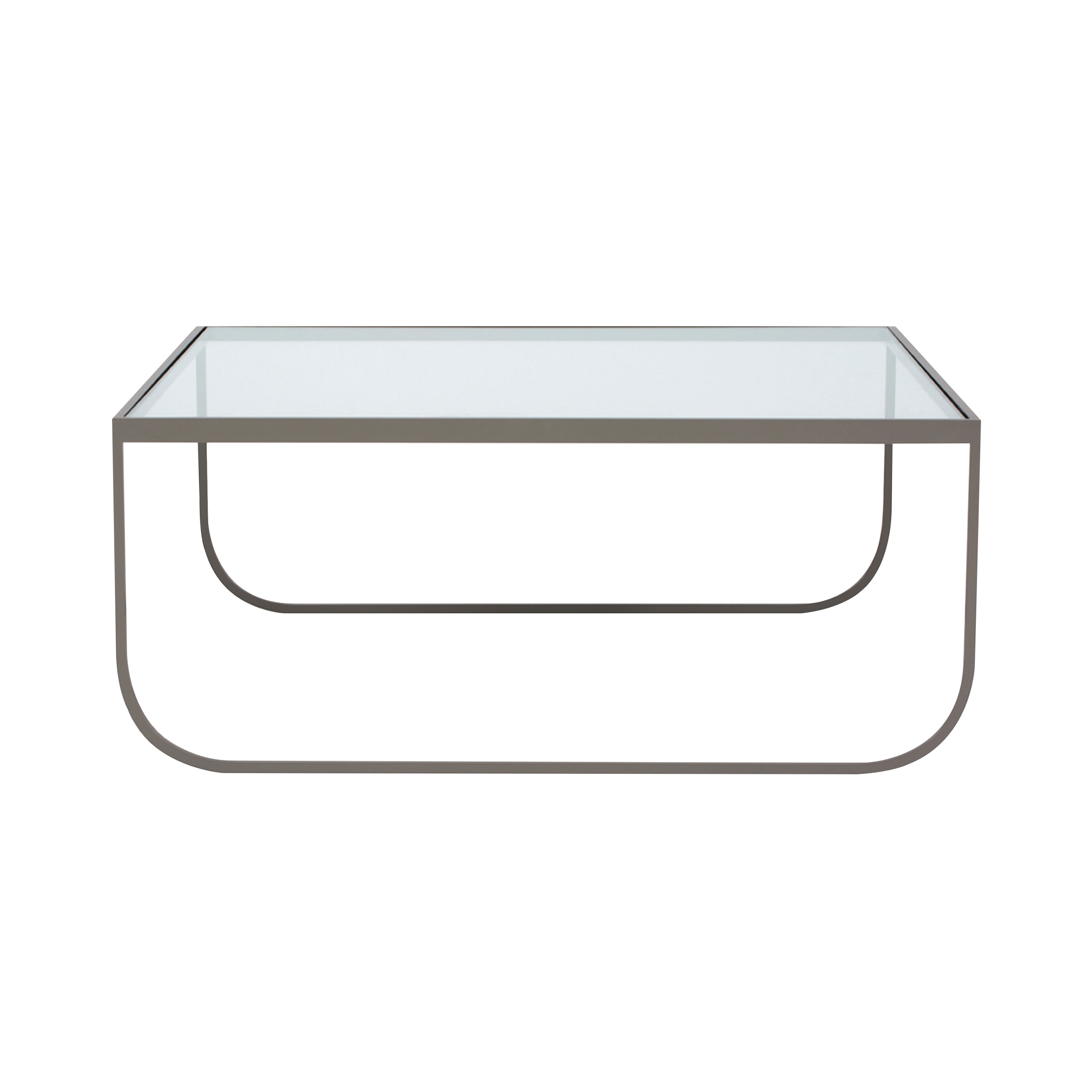 Tati Coffee Table: High + Glass Top + Transparent Glass + Quartz Grey