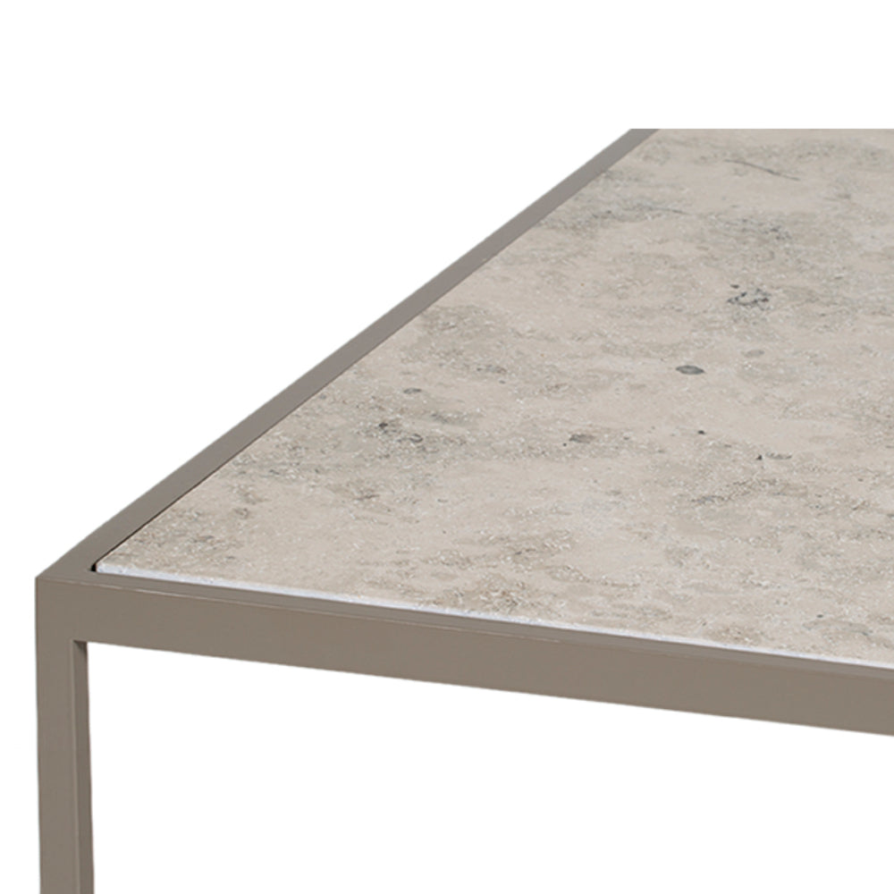 Tati Coffee Table: Square + Stone Top