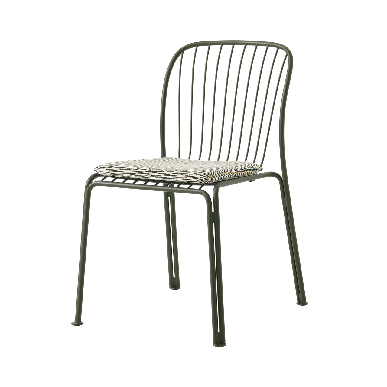 Thorvald SC94 Stacking Outdoor Side Chair with Seatpad: Set of 2 + Bronze Green + Marquetry Bora