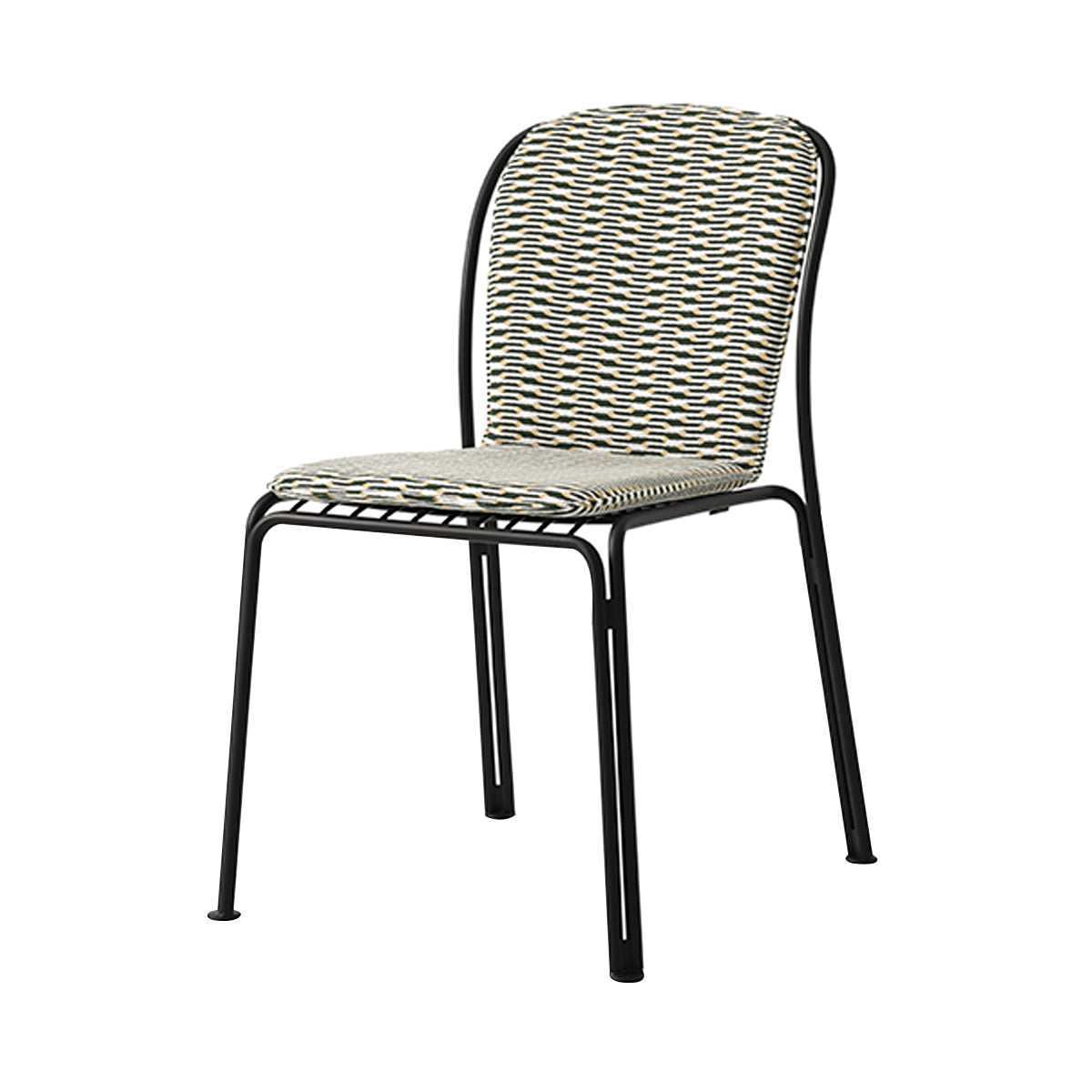 Thorvald SC94 Side Chair: Outdoor + Warm Black + With Marquetry Bora Cushion