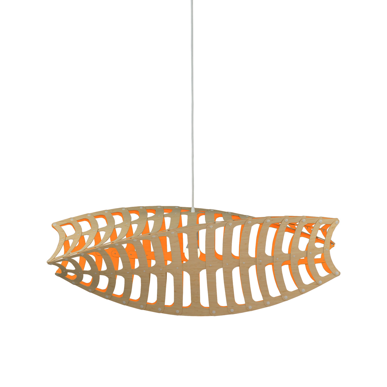 Toru Horizontal Pendant Light: Medium + Bamboo + Orange