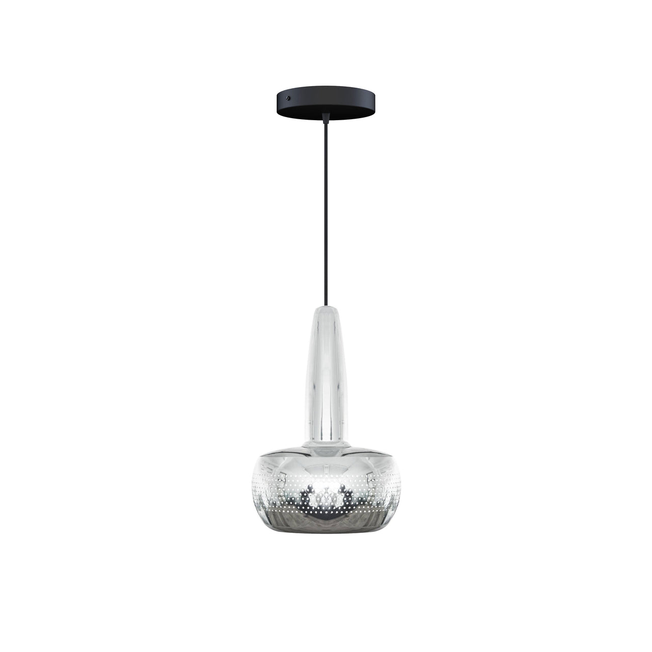 Clava Pendant: Polished Steel + Black + Canopy