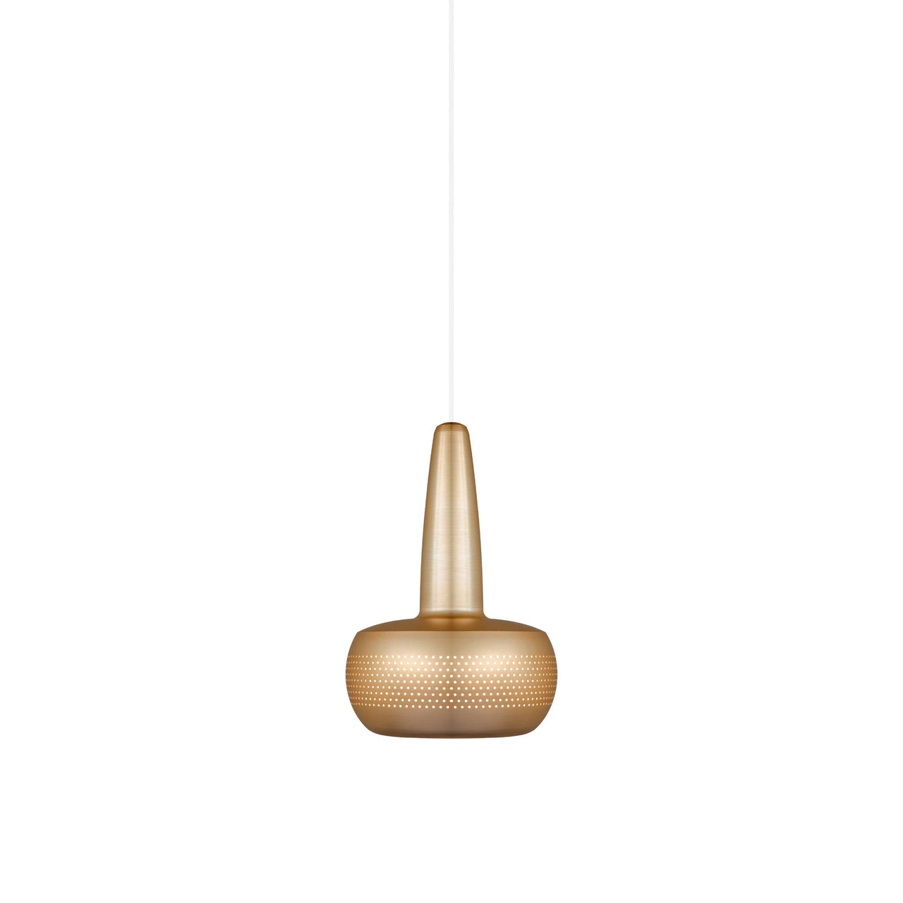 Clava Pendant: Brushed Brass + White + Plug-in