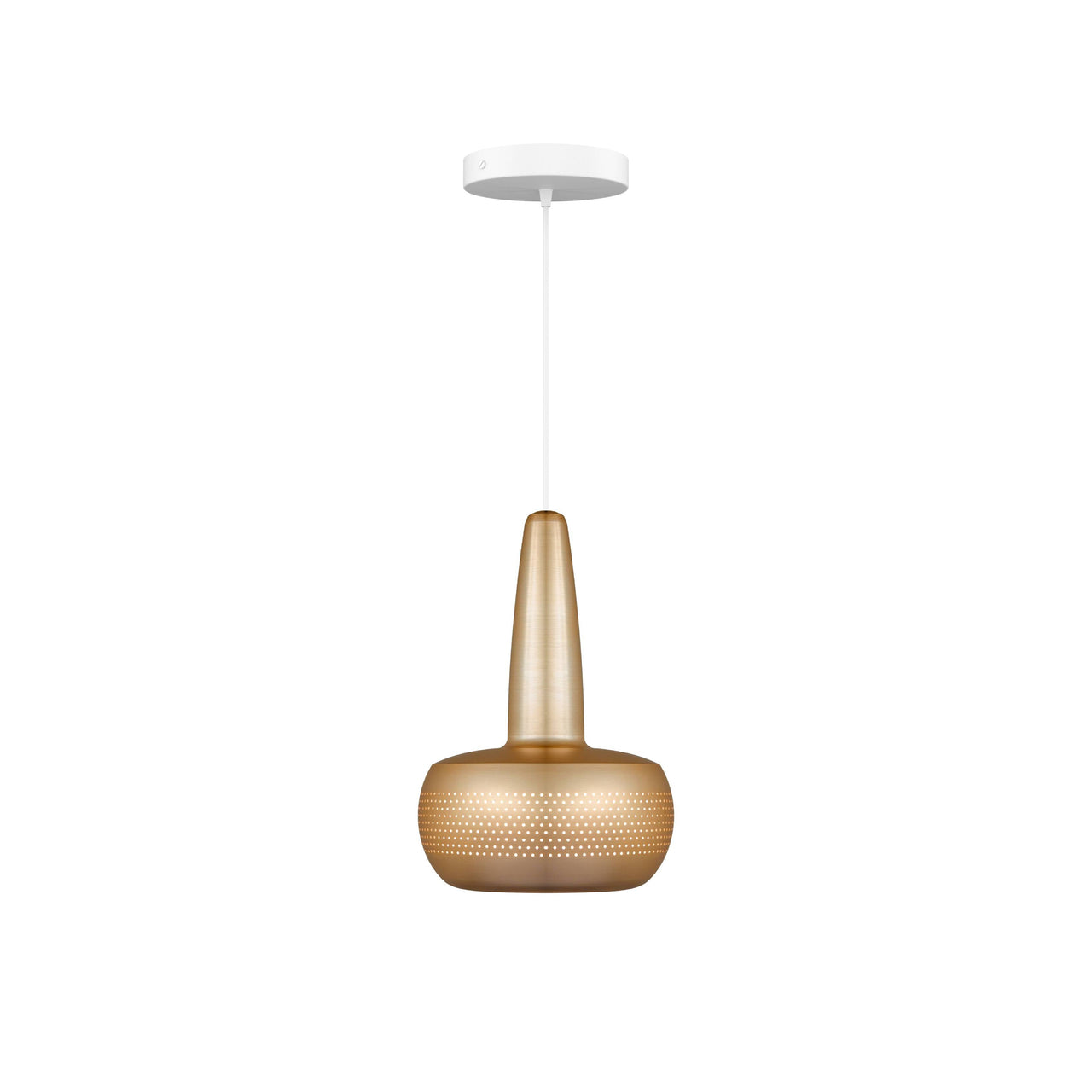 Clava Pendant: Brushed Brass + White + Canopy