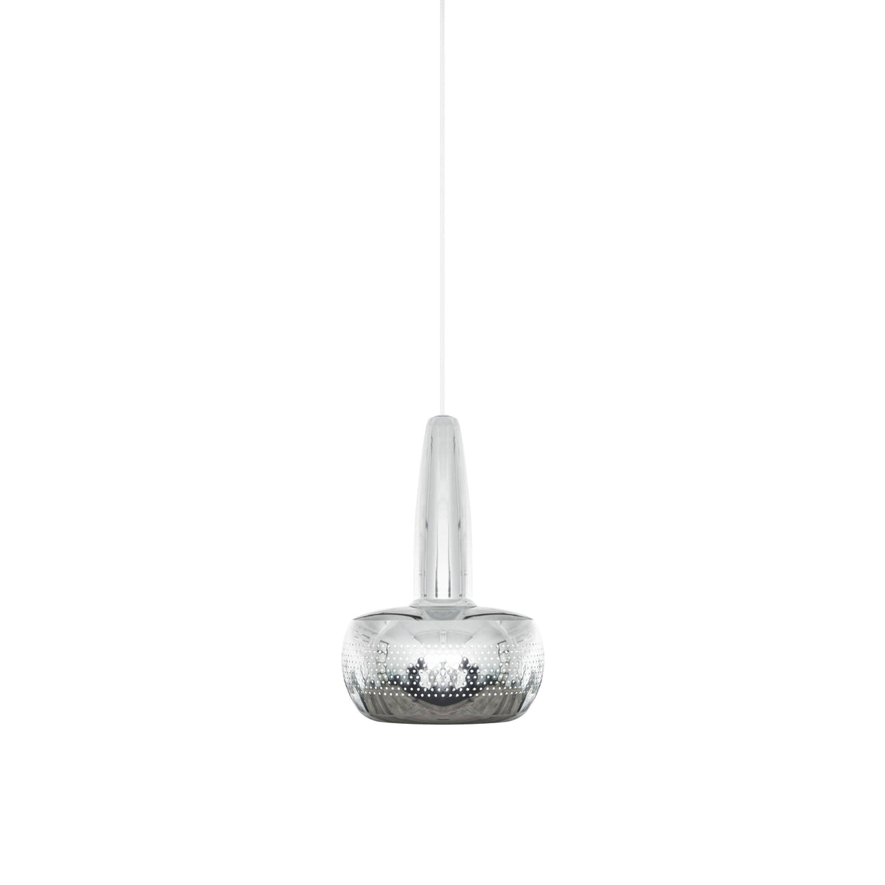 Clava Pendant: Polished Steel +White + Plug-in