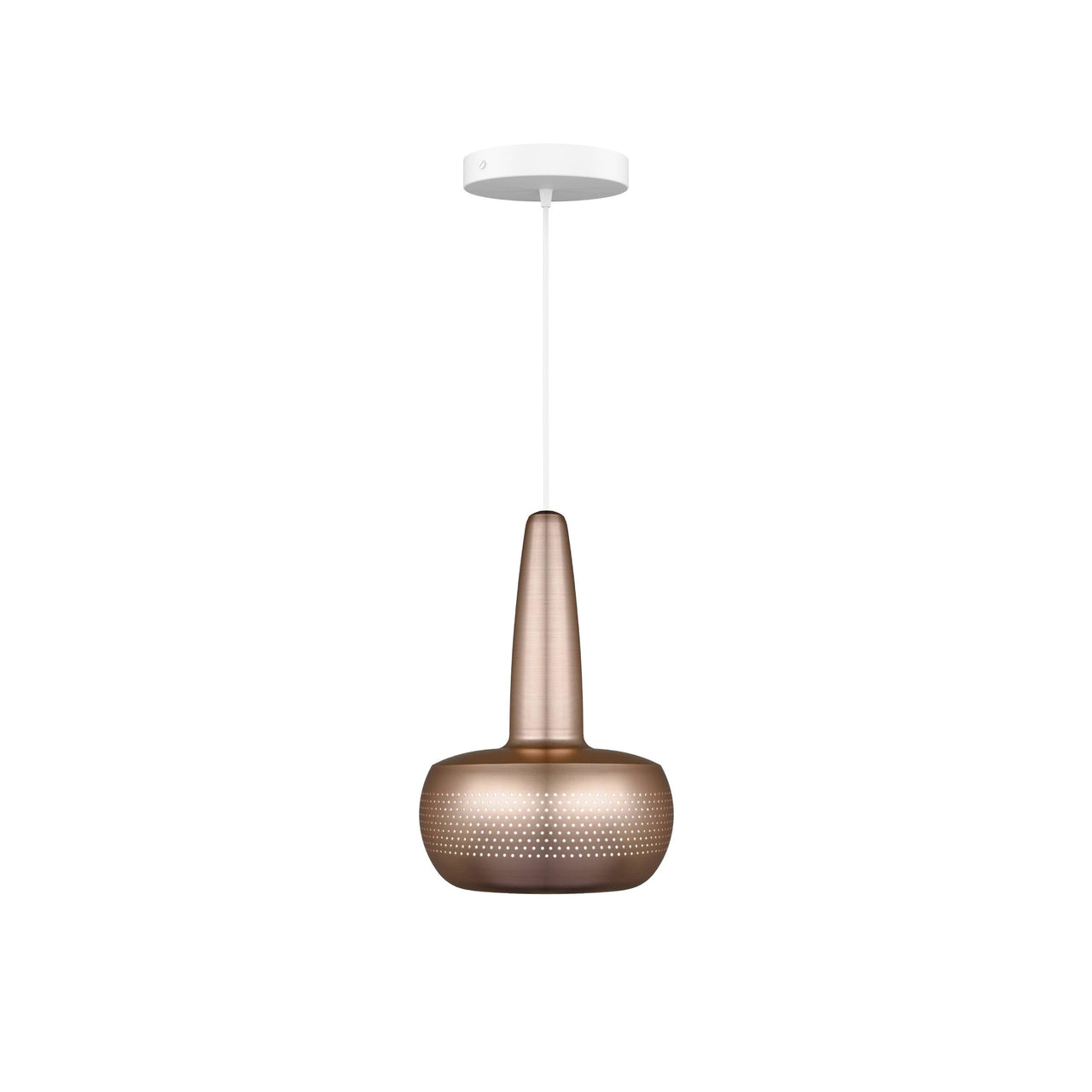 Clava Pendant: Brushed Copper + White + Canopy