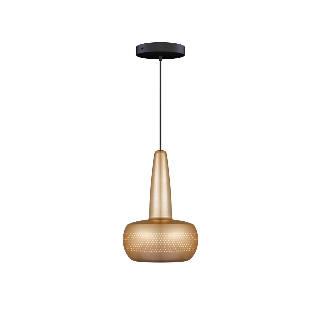 Clava Pendant: Brushed Brass + Black + Canopy