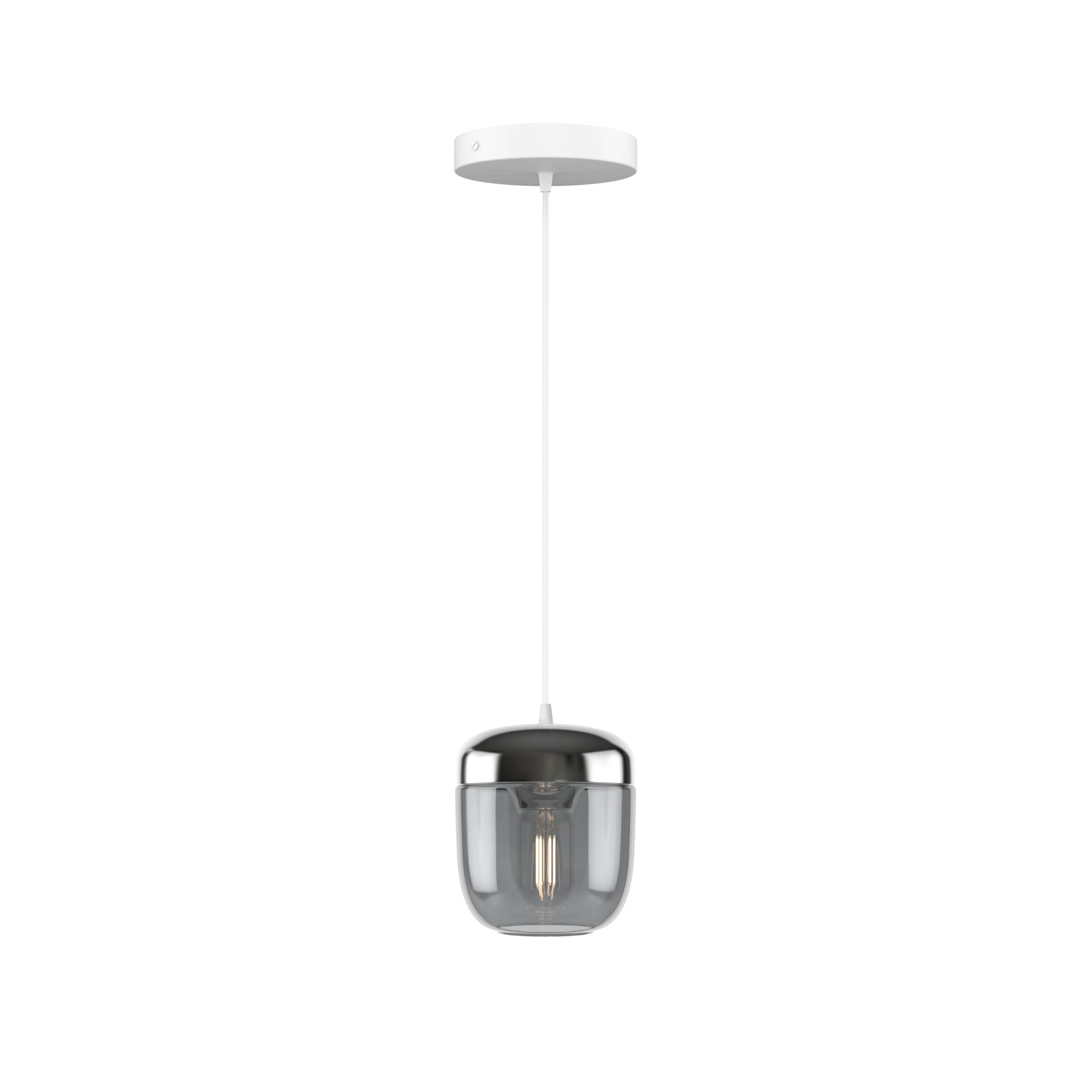 Acorn Pendant: Smoked Steel + White (Canopy)