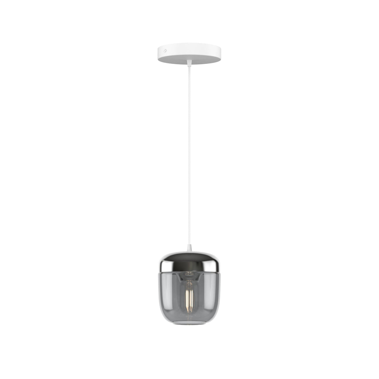 Acorn Pendant: Smoked Steel + White (Canopy)