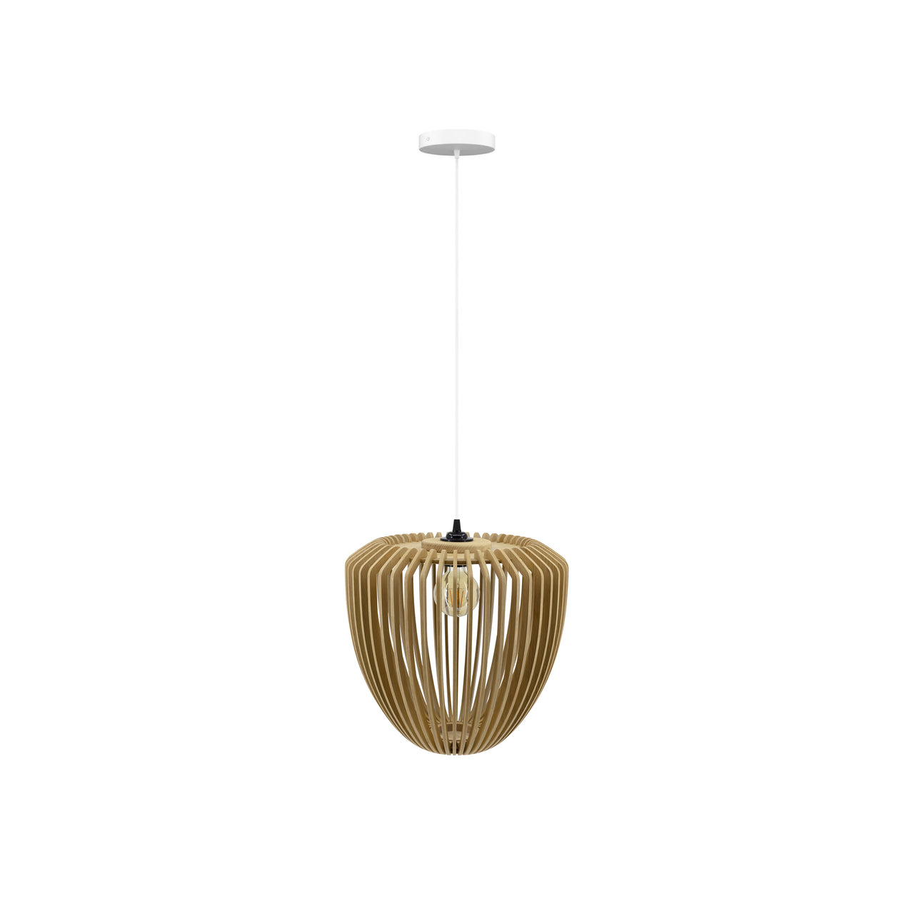 Clava Wood Pendant: Oak + White + Canopy