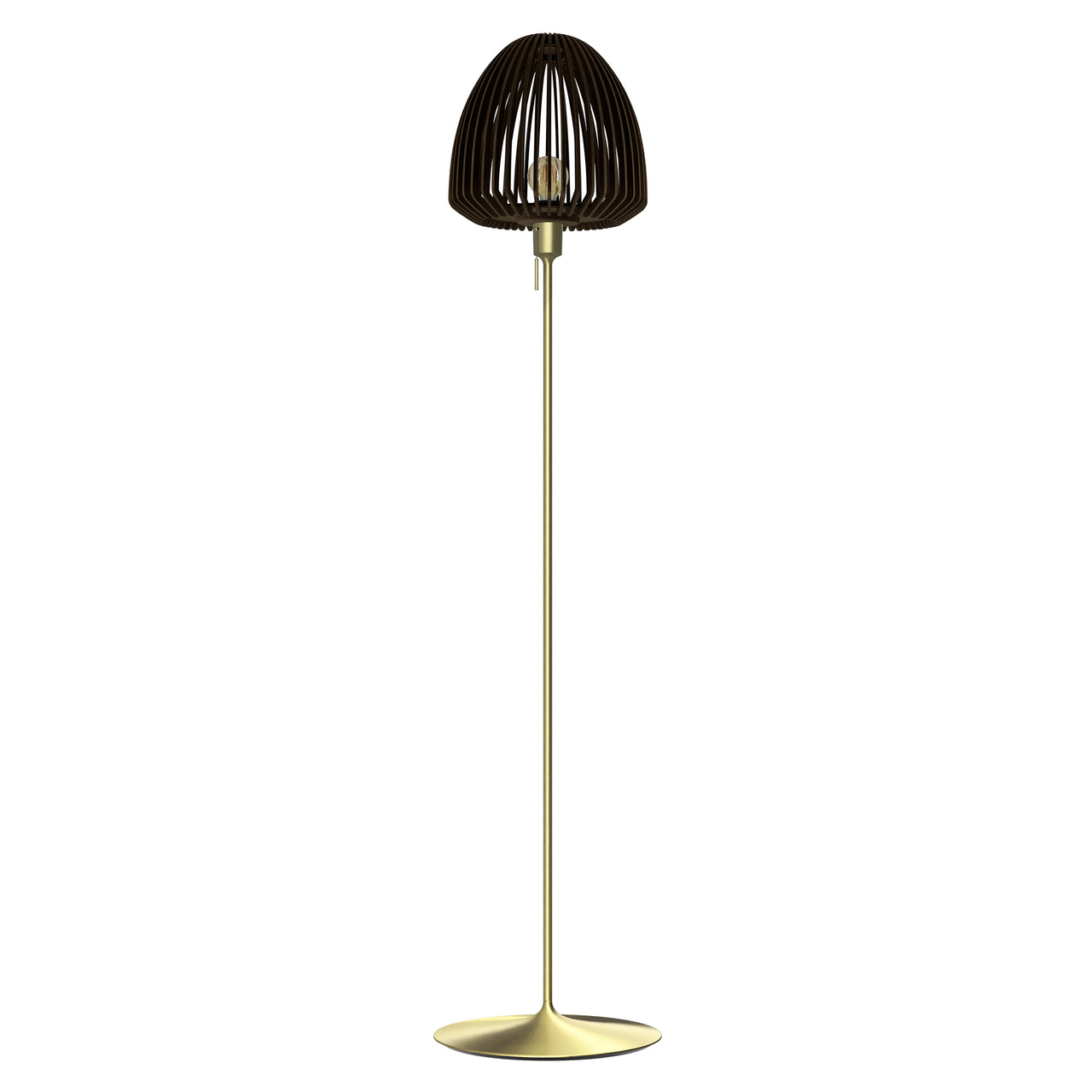Clava Wood Floor Lamp: Dark Oak + Brushed Brass