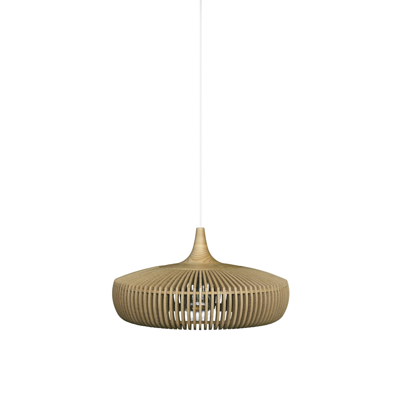 Clava Dine Wood Pendant: Natural Oak + White (Plug-in)