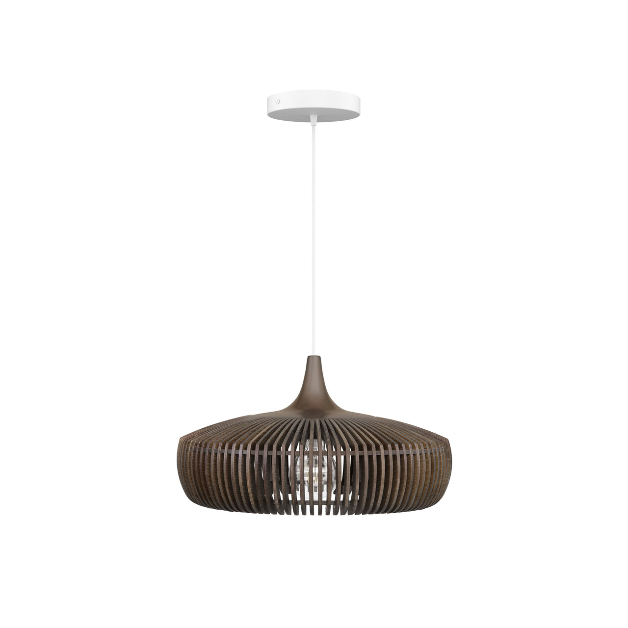 Clava Dine Wood Pendant: Dark Oak + White (Canopy)