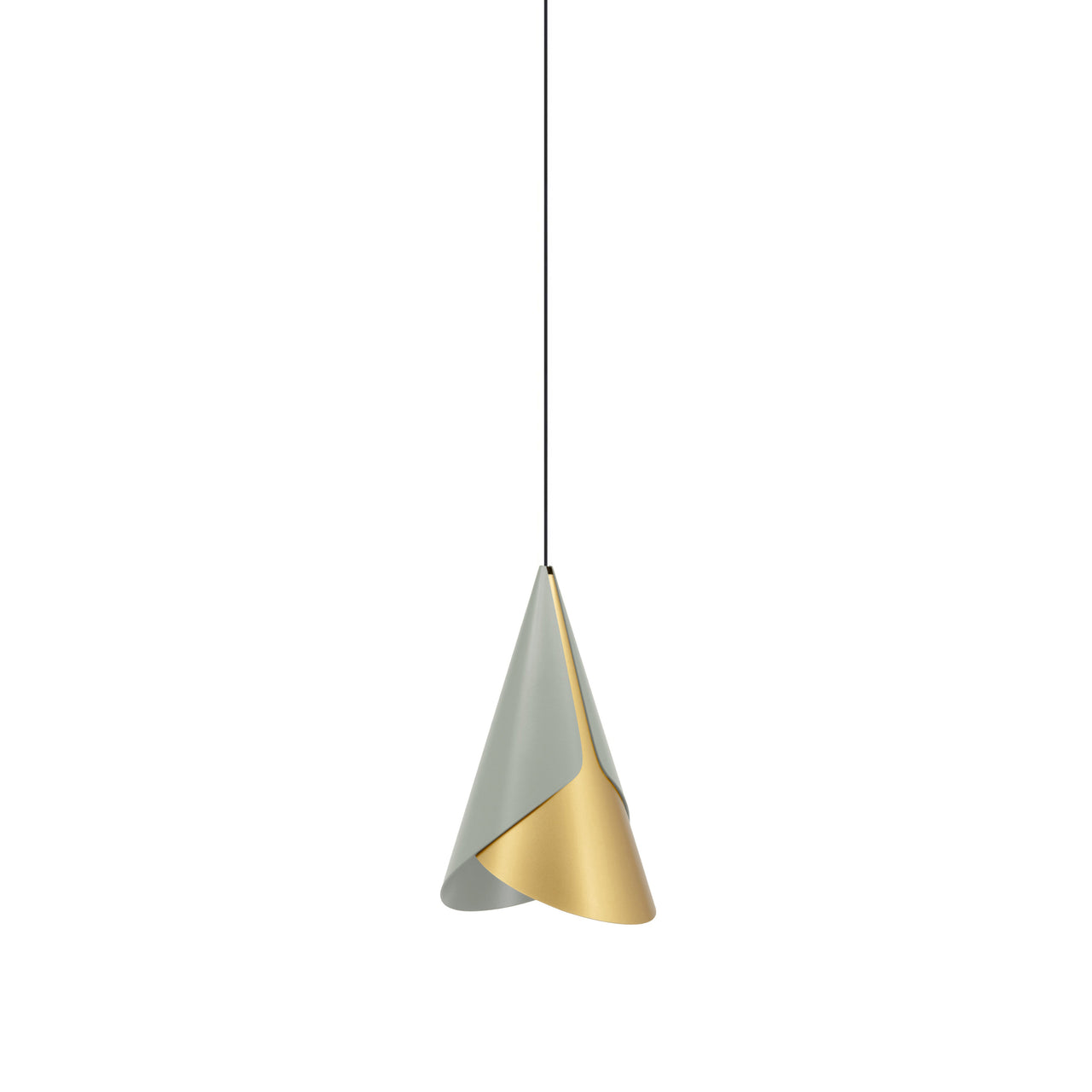 Cornet Pendant: Nuance Mist Olive + Brass + Black + Plug-in