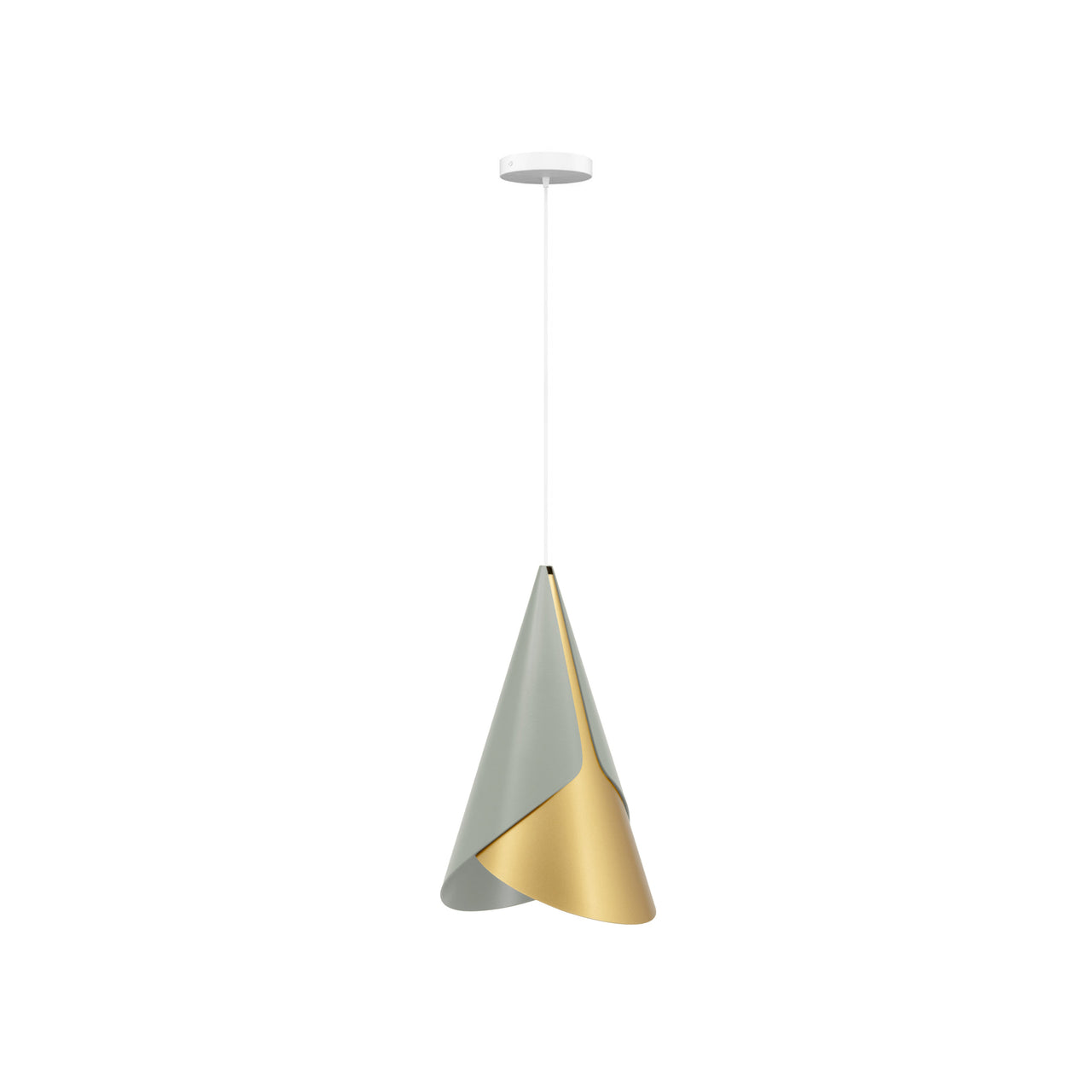 Cornet Pendant: Nuance Mist Olive + Brass + White + Canopy