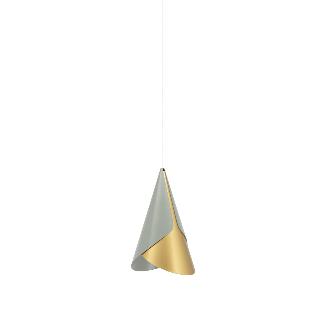 Cornet Pendant: Nuance Mist Olive + Brass + White + Plug-in