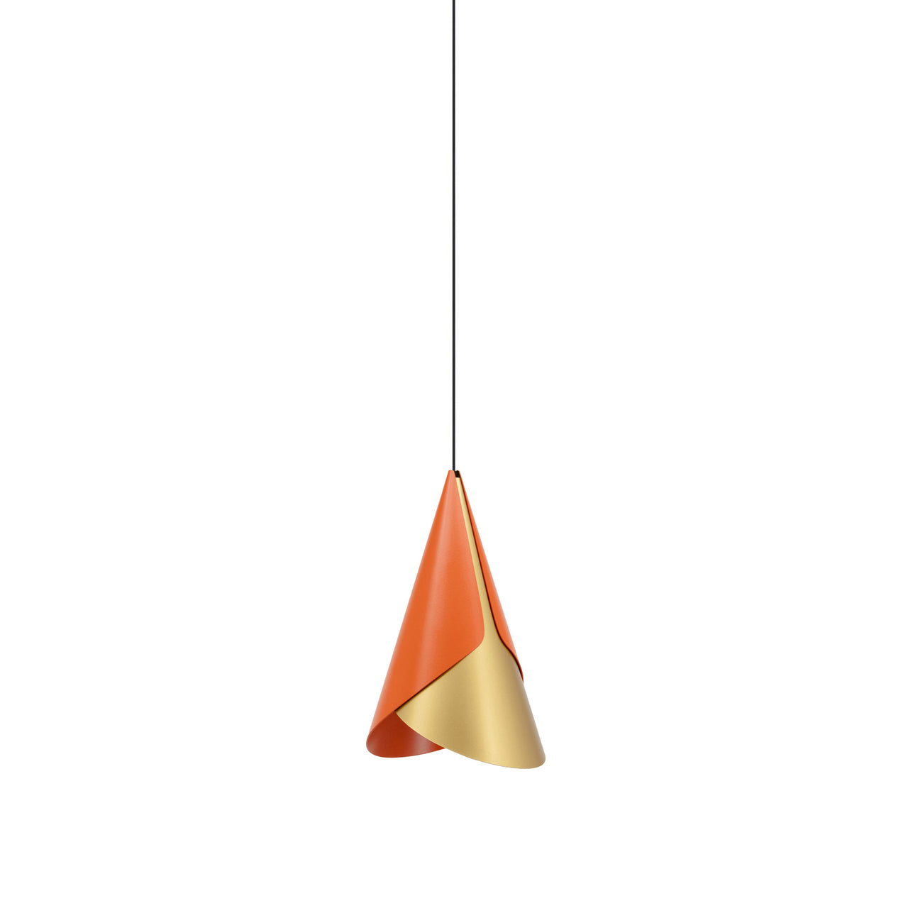 Cornet Pendant: Nuance Mist Orange + Brass + Black + Plug-in