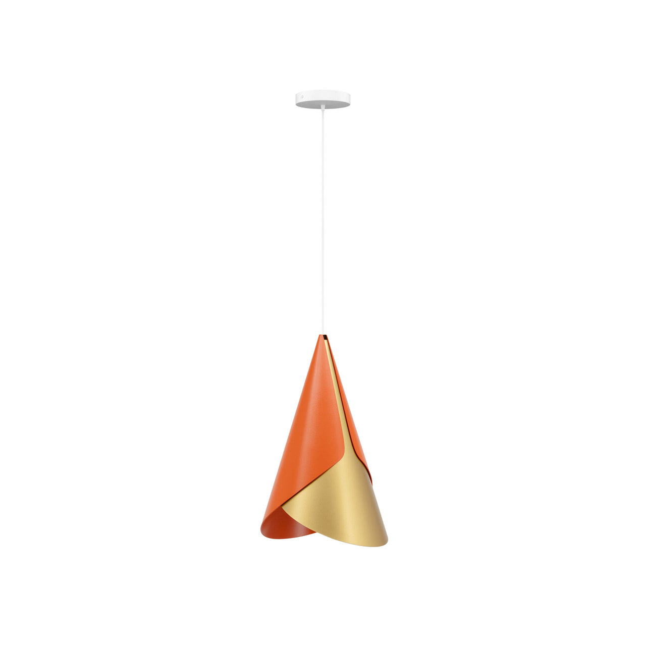 Cornet Pendant: Nuance Mist Orange + Brass + White + Canopy