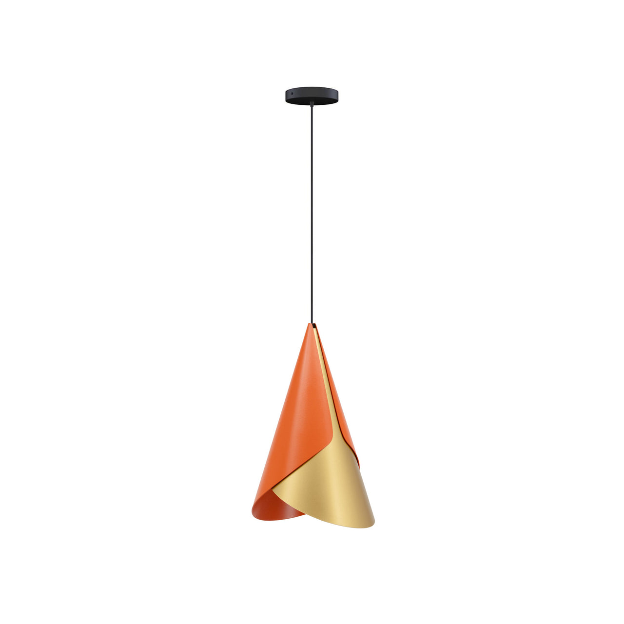 Cornet Pendant: Nuance Mist Orange + Brass + Black + Canopy