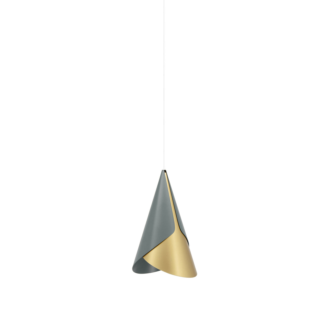 Cornet Pendant: Slate + Brass + White + Plug-in