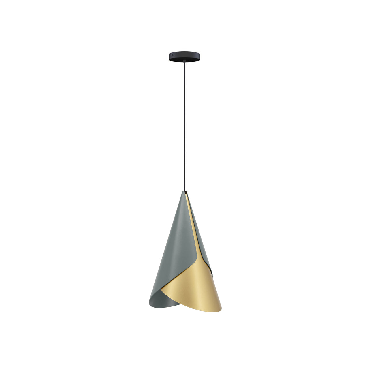 Cornet Pendant: Slate + Brass + Black + Canopy