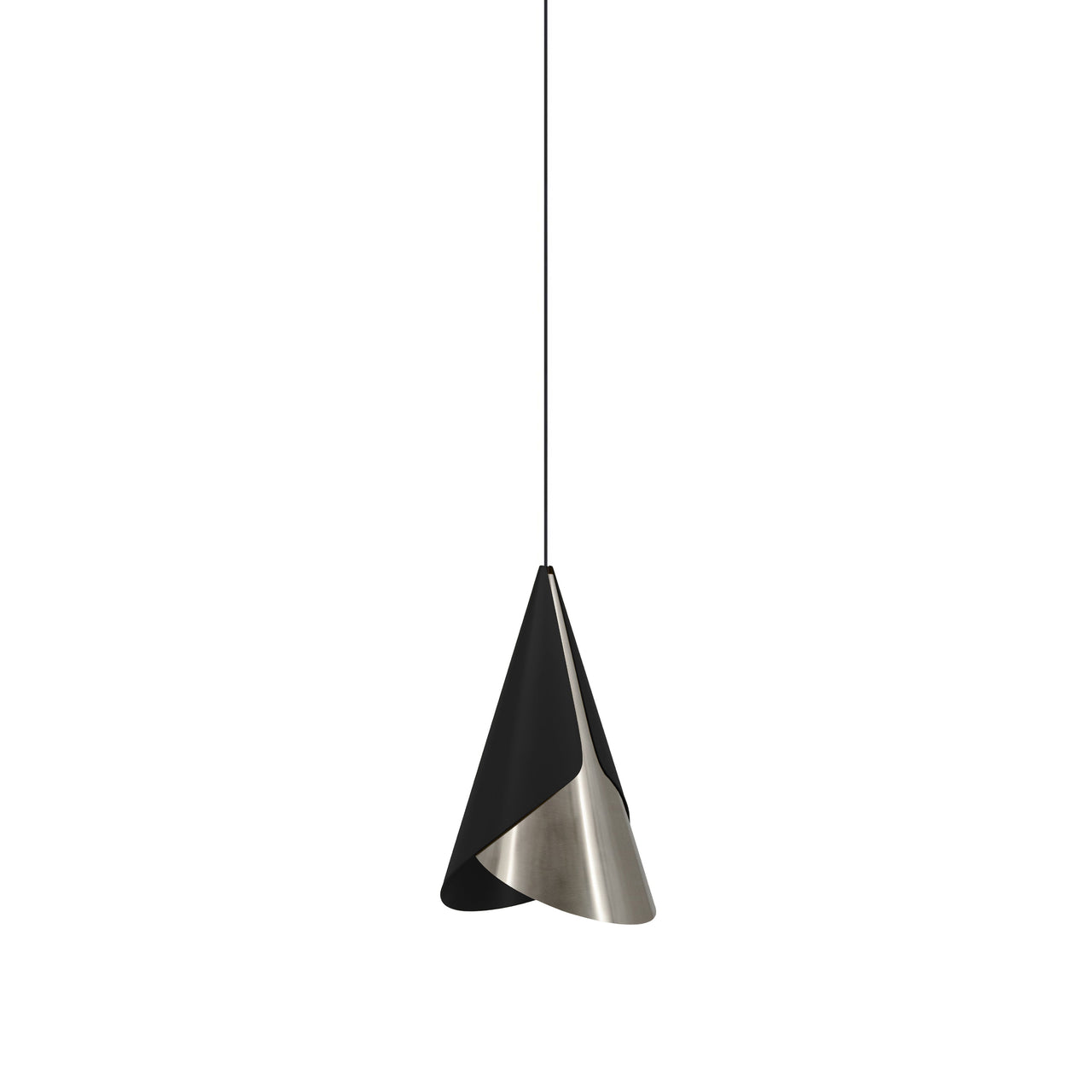 Cornet Pendant: Cornet Pendant: Black + Steel + Black + Plug-in