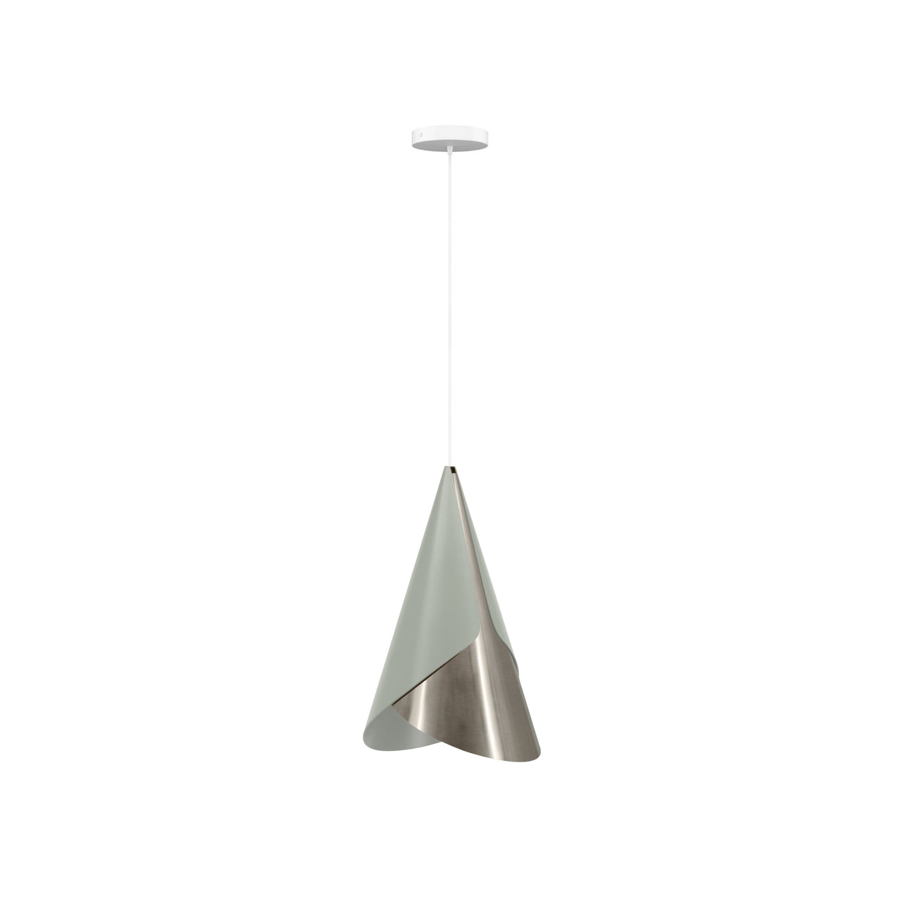 Cornet Pendant: Nuance Mist Olive + Steel + White + Canopy