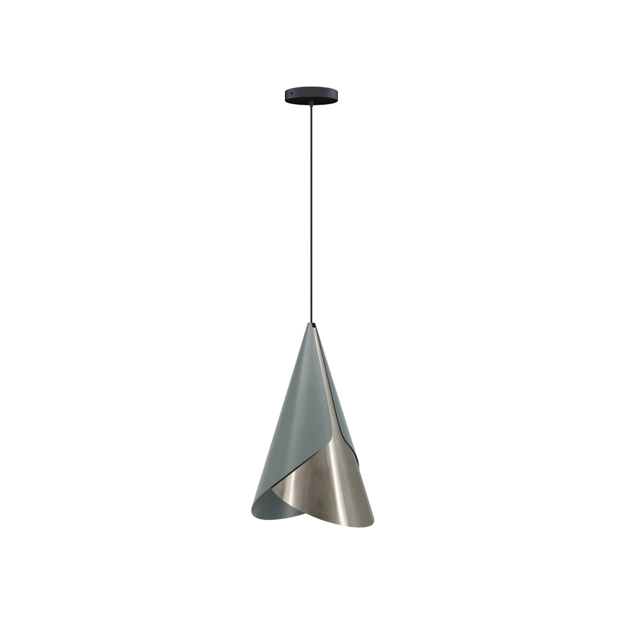 Cornet Pendant: Slate + Steel + Black + Canopy